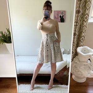 FAMILY AFFAIRS CHEETAH PRINT FULL SKIRT BUTTON FRONT HIGH WAIST POCKETS
